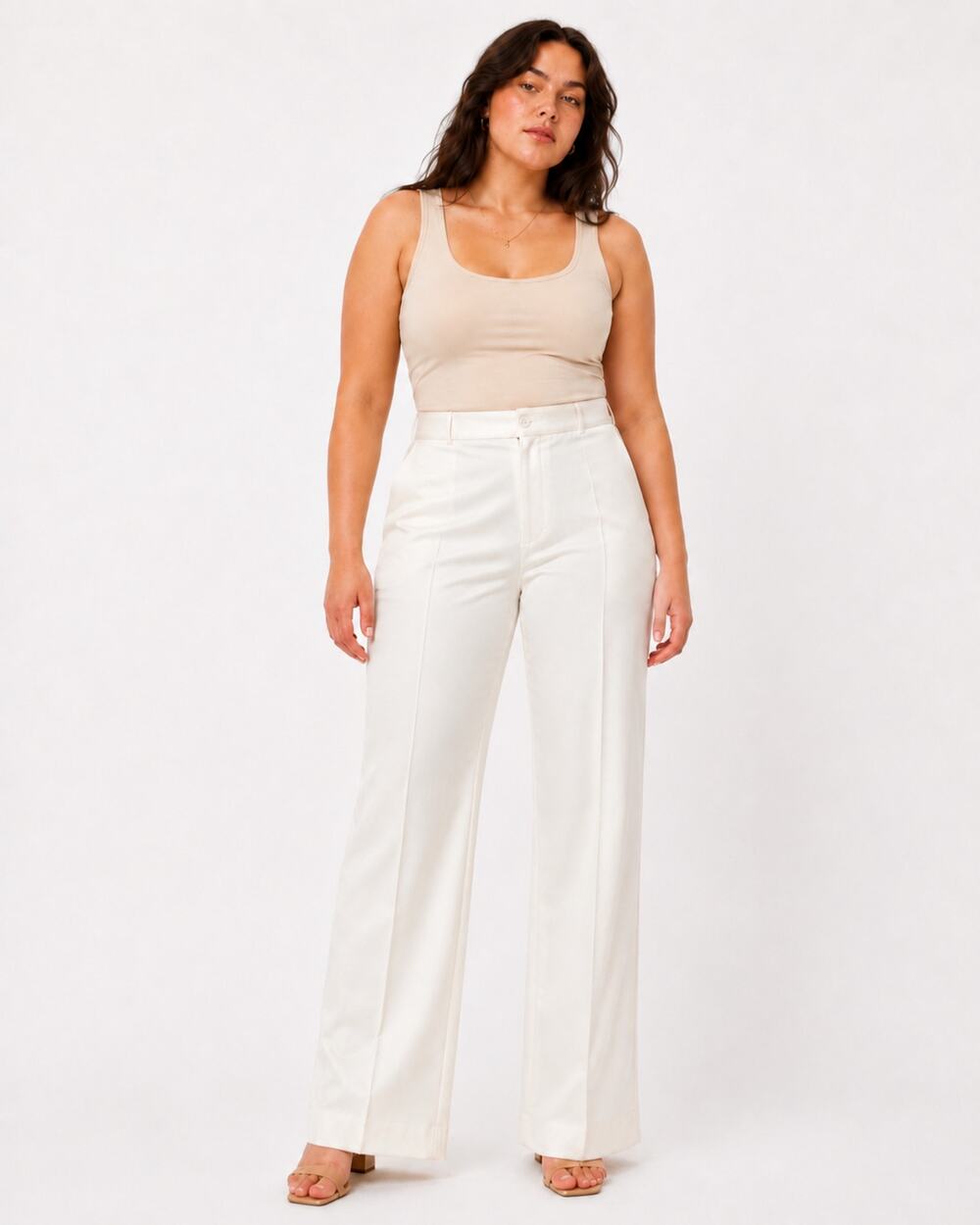 Vintage 70s JC Penney White High Waist Polyester Flare Pants 32" W